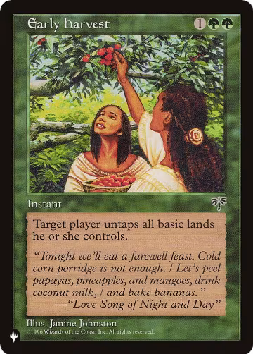 Early Harvest, The List Reprints — Magic card price