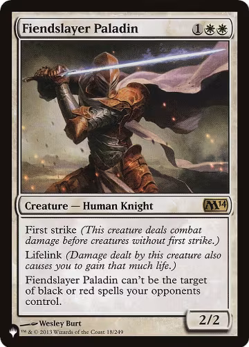 Fiendslayer Paladin (18/249), The List Reprints — Magic card price