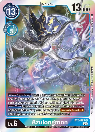 Azulongmon (BT6-029 SR), Double Diamond — Digimon card price