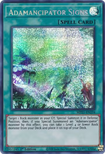 Adamancipator Signs (MP21-EN234), 2021 Tin of Ancient Battles — Yu-Gi-Oh! card price