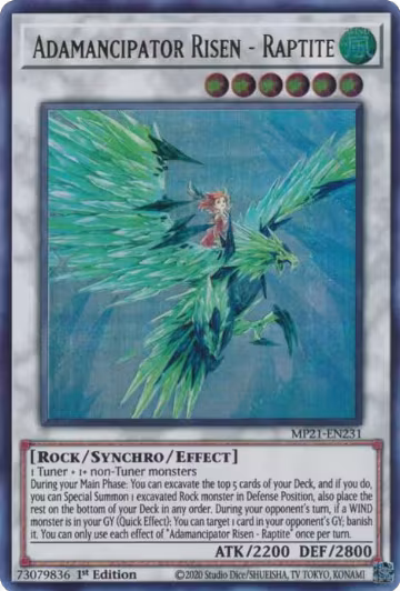 Adamancipator Risen - Raptite (MP21-EN231), 2021 Tin of Ancient Battles — Yu-Gi-Oh! card price
