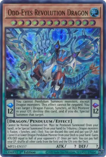 Odd-Eyes Revolution Dragon (MP21-EN157), 2021 Tin of Ancient Battles — Yu-Gi-Oh! card price