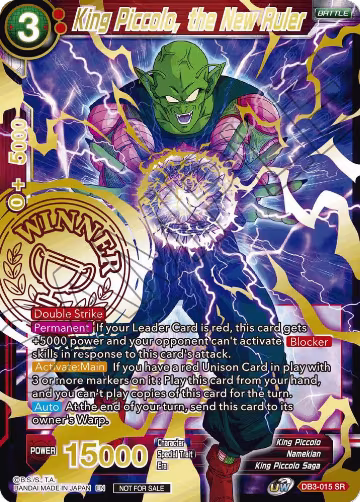 King Piccolo, the New Ruler (Alternate Art Set 2021 Vol. 3) (DB3-015), Tournament Promotion Cards — DB Super card price