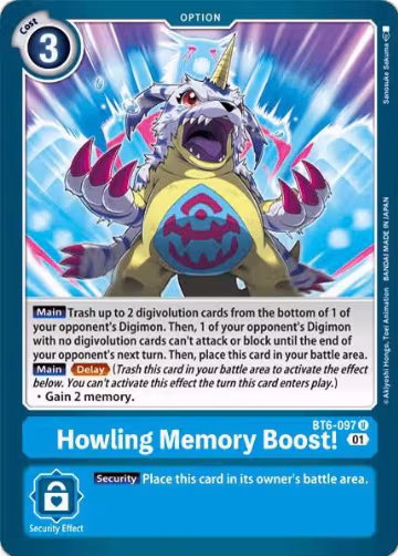 Howling Memory Boost! (BT6-097 U), Double Diamond — Digimon card price