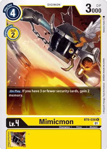 Mimicmon (BT6-036 U), Double Diamond — Digimon card price
