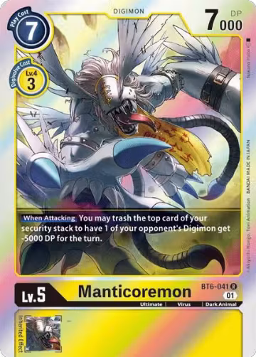 Manticoremon (BT6-041 R), Double Diamond — Digimon card price
