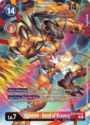Agumon - Bond of Bravery (Alternate Art) (BT6-018 SR), Double Diamond — Digimon card price