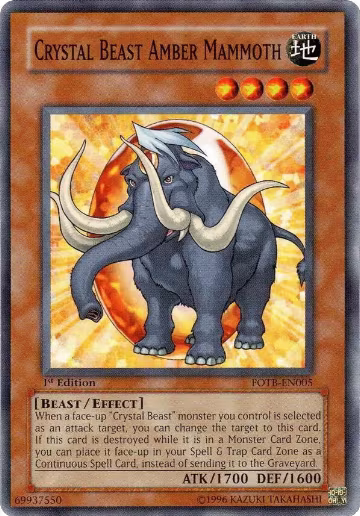 Crystal Beast Amber Mammoth (FOTB-EN005), Force of the Breaker — Yu-Gi-Oh! card price