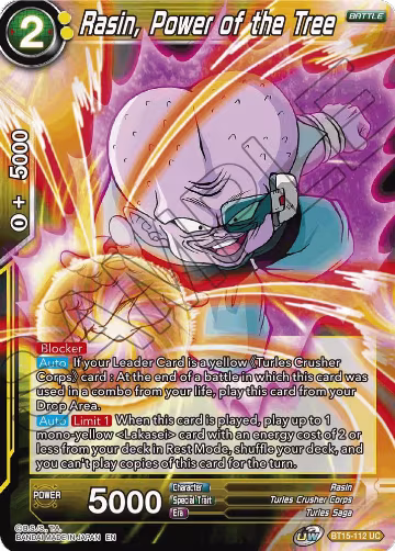 Rasin, Power of the Tree (BT15-112), Saiyan Showdown — DB Super card price