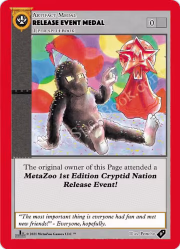 Release Event Medal (Cryptid Nation), Medals — MetaZoo card price