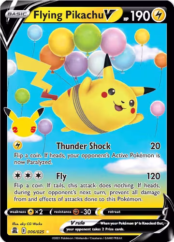 Flying Pikachu V (006/025), Celebrations — Pokémon card price