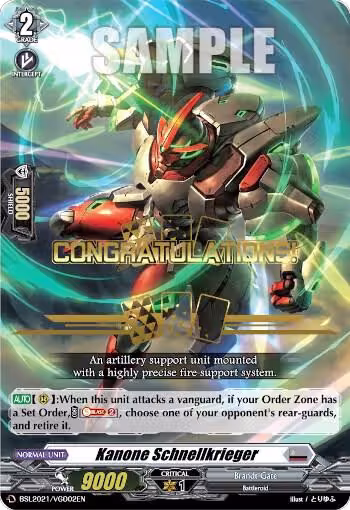 Kanone Schnellkrieger (Hot Stamped) (BSL2021/VGD02EN), Bushiroad Event Cards — Vanguard card price