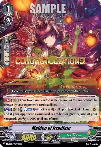 Maiden of Irradiate (Hot Stamped) (BSL2021/VGV02EN), Bushiroad Event Cards — Vanguard card price