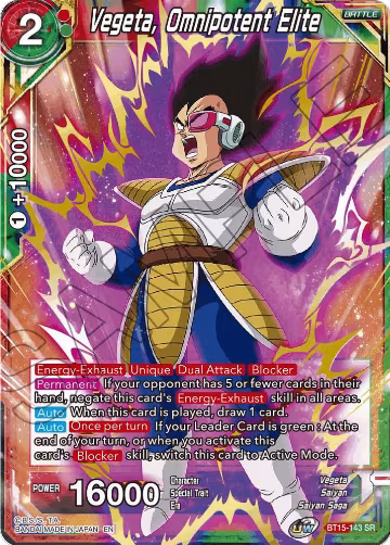Vegeta, Omnipotent Elite (BT15-143), Saiyan Showdown — DB Super card price