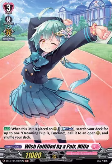 Wish Fulfilled by a Pair, Milia (Holo) (D-LBT01/H02EN), D-LBT01: Lyrical Melody — Vanguard card price