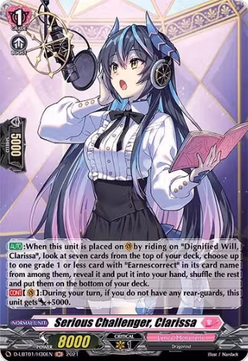 Serious Challenger, Clarissa (Holo) (D-LBT01/H30EN), D-LBT01: Lyrical Melody — Vanguard card price