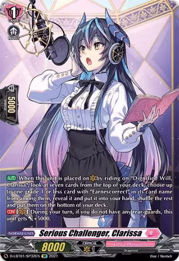 Serious Challenger, Clarissa (SP) (D-LBT01/SP32EN), D-LBT01: Lyrical Melody — Vanguard card price