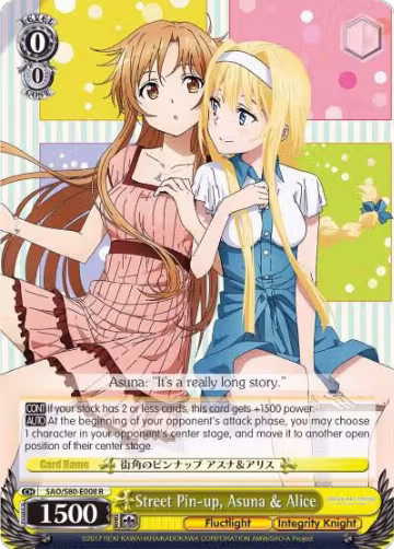 Street Pin-up, Asuna & Alice (SAO/S80-E008 R), Sword Art Online -Alicization- Vol.2 — Weiß Schwarz card price