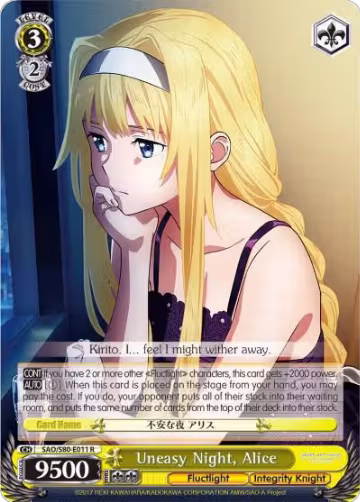 Uneasy Night, Alice (SAO/S80-E011 R), Sword Art Online -Alicization- Vol.2 — Weiß Schwarz card price