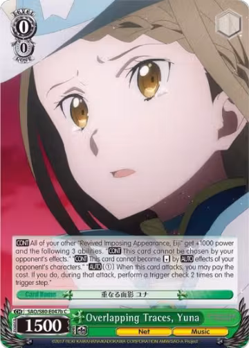 Overlapping Traces, Yuna (B) (SAO/S80-E047b C), Sword Art Online -Alicization- Vol.2 — Weiß Schwarz card price