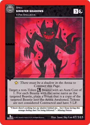 Sinister Shadows (47/163), Nightfall: First Edition — MetaZoo card price