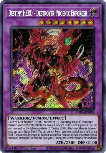 Destiny HERO - Destroyer Phoenix Enforcer (BODE-EN039), Burst of Destiny — Yu-Gi-Oh! card price
