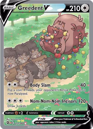 Greedent V (Alternate Full Art) (257/264), Fusion Strike — Pokémon card price