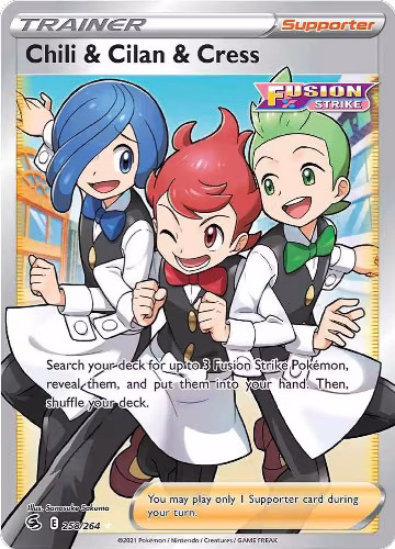 Chili & Cilan & Cress (Full Art) (258/264), Fusion Strike — Pokémon card price