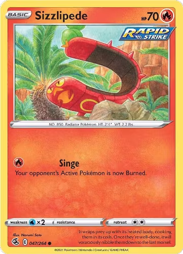 Sizzlipede (47) (047/264), Fusion Strike — Pokémon card price