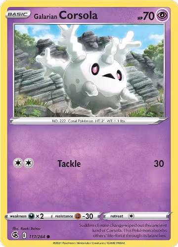 Galarian Corsola (117/264), Fusion Strike — Pokémon card price