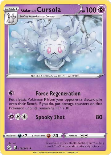 Galarian Cursola (118/264), Fusion Strike — Pokémon card price