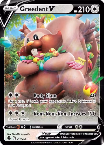 Greedent V (217/264), Fusion Strike — Pokémon card price