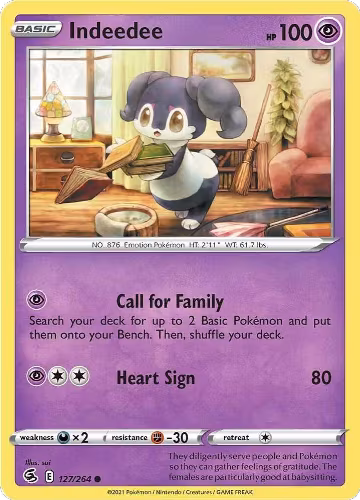 Indeedee (127/264), Fusion Strike — Pokémon card price
