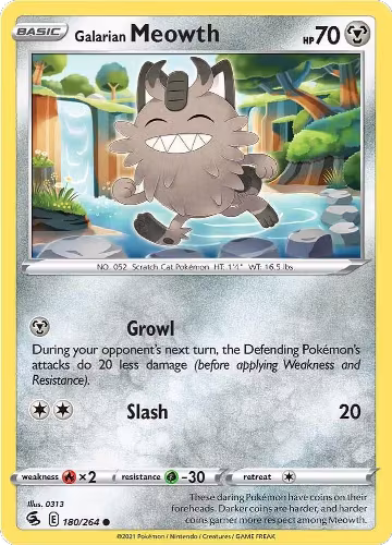 Galarian Meowth (180/264), Fusion Strike — Pokémon card price