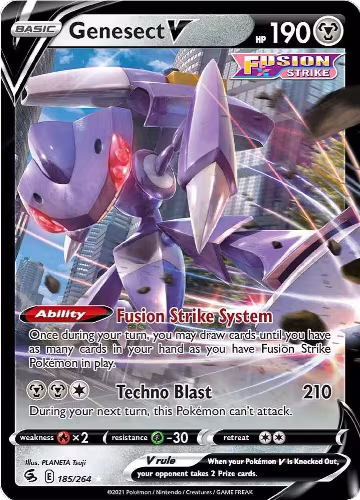 Genesect V (185/264), Fusion Strike — Pokémon card price