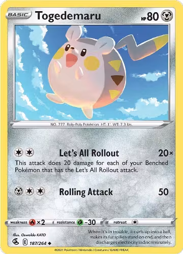 Togedemaru (187/264), Fusion Strike — Pokémon card price