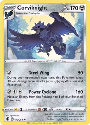 Corviknight (190/264), Fusion Strike — Pokémon card price