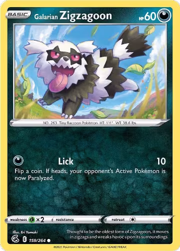 Galarian Zigzagoon (159/264), Fusion Strike — Pokémon card price