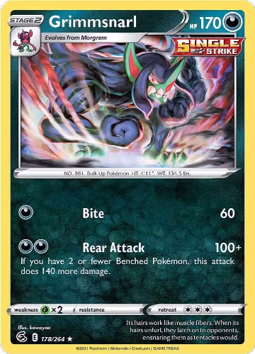 Grimmsnarl (178/264), Fusion Strike — Pokémon card price