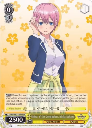 Eldest of the Quintuplets, Ichika Nakano (SR) (5HY/W83-TE04S SR), The Quintessential Quintuplets — Weiß Schwarz card price