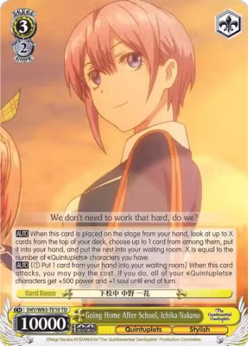Going Home After School, Ichika Nakano (5HY/W83-TE10 TD), The Quintessential Quintuplets — Weiß Schwarz card price