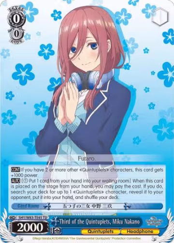 Third of the Quintuplets, Miku Nakano (5HY/W83-TE45 TD), The Quintessential Quintuplets — Weiß Schwarz card price