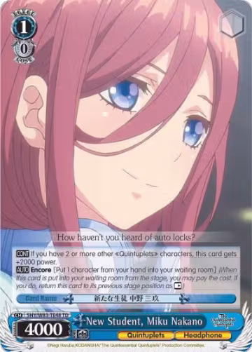 New Student, Miku Nakano (5HY/W83-TE48 TD), The Quintessential Quintuplets — Weiß Schwarz card price