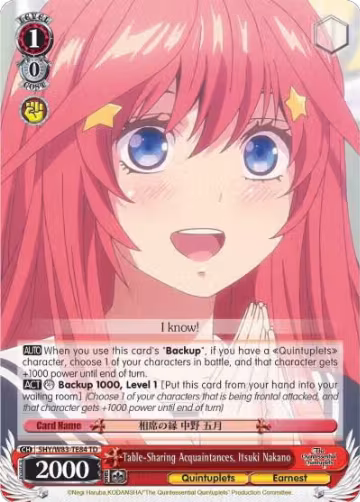 Table-Sharing Acquaintances, Itsuki Nakano (5HY/W83-TE84 TD), The Quintessential Quintuplets — Weiß Schwarz card price
