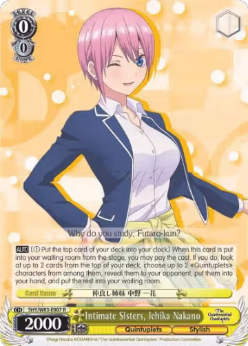 Intimate Sisters, Ichika Nakano (5HY/W83-E007 R), The Quintessential Quintuplets — Weiß Schwarz card price