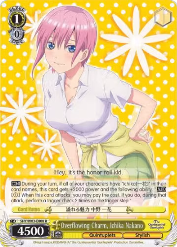 Overflowing Charm, Ichika Nakano (5HY/W83-E008 R), The Quintessential Quintuplets — Weiß Schwarz card price
