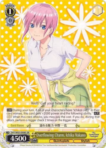 Overflowing Charm, Ichika Nakano (SR) (5HY/W83-E008S SR), The Quintessential Quintuplets — Weiß Schwarz card price