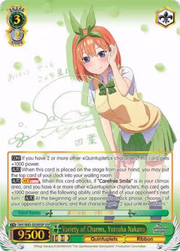 Variety of Charms, Yotsuba Nakano (SSP) (5HY/W83-E028SSP SSP), The Quintessential Quintuplets — Weiß Schwarz card price