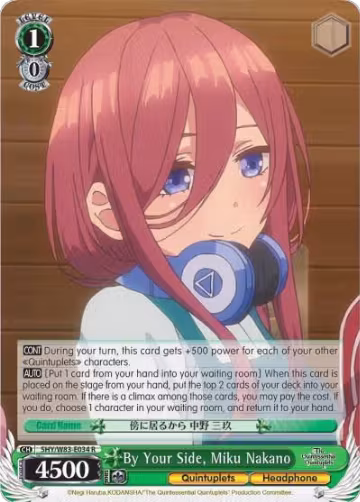 By Your Side, Miku Nakano (5HY/W83-E034 R), The Quintessential Quintuplets — Weiß Schwarz card price