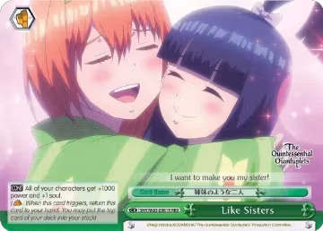 Like Sisters (RRR) (5HY/W83-E061R RRR), The Quintessential Quintuplets — Weiß Schwarz card price